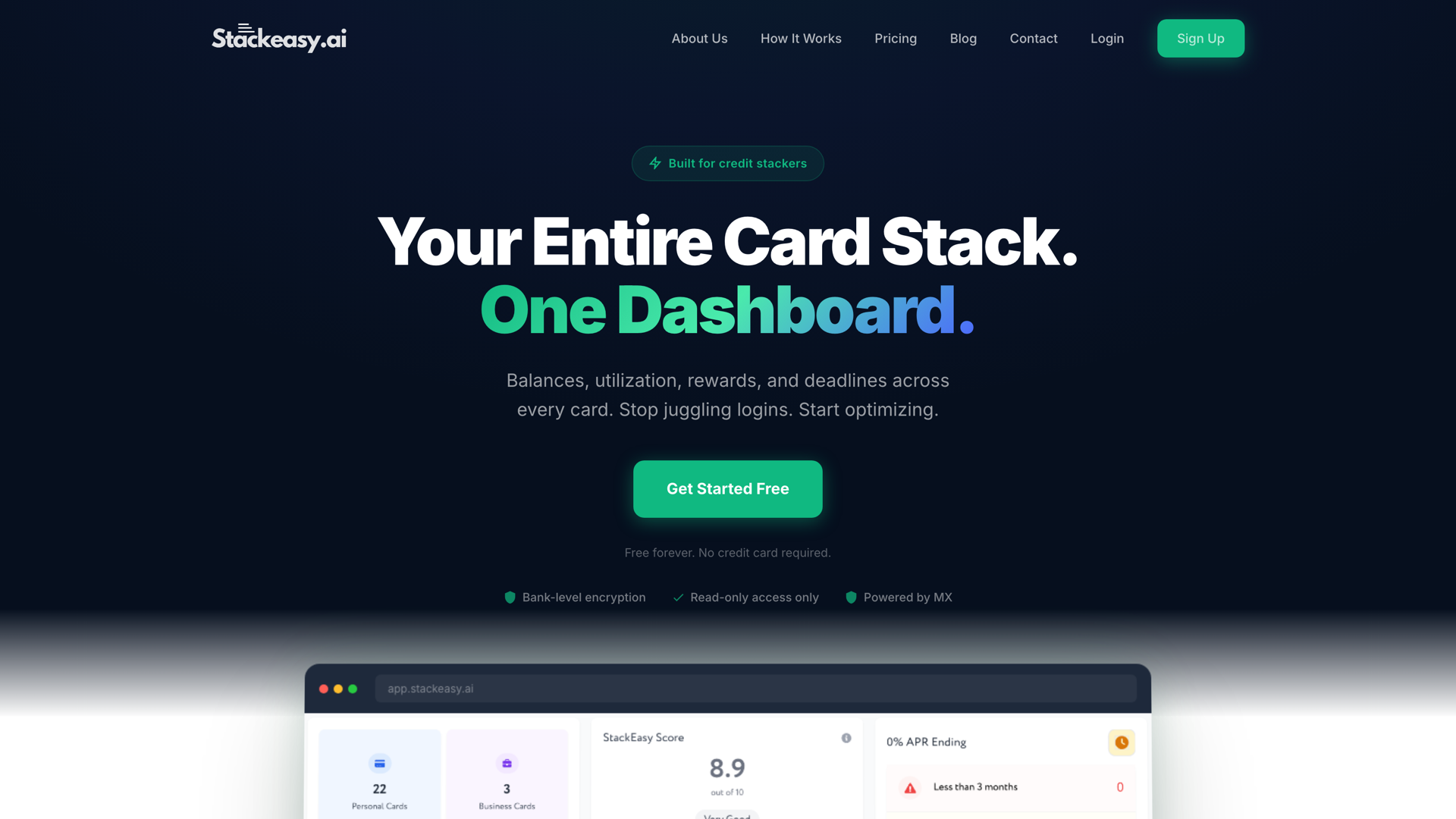 Credit-Card Management App interface